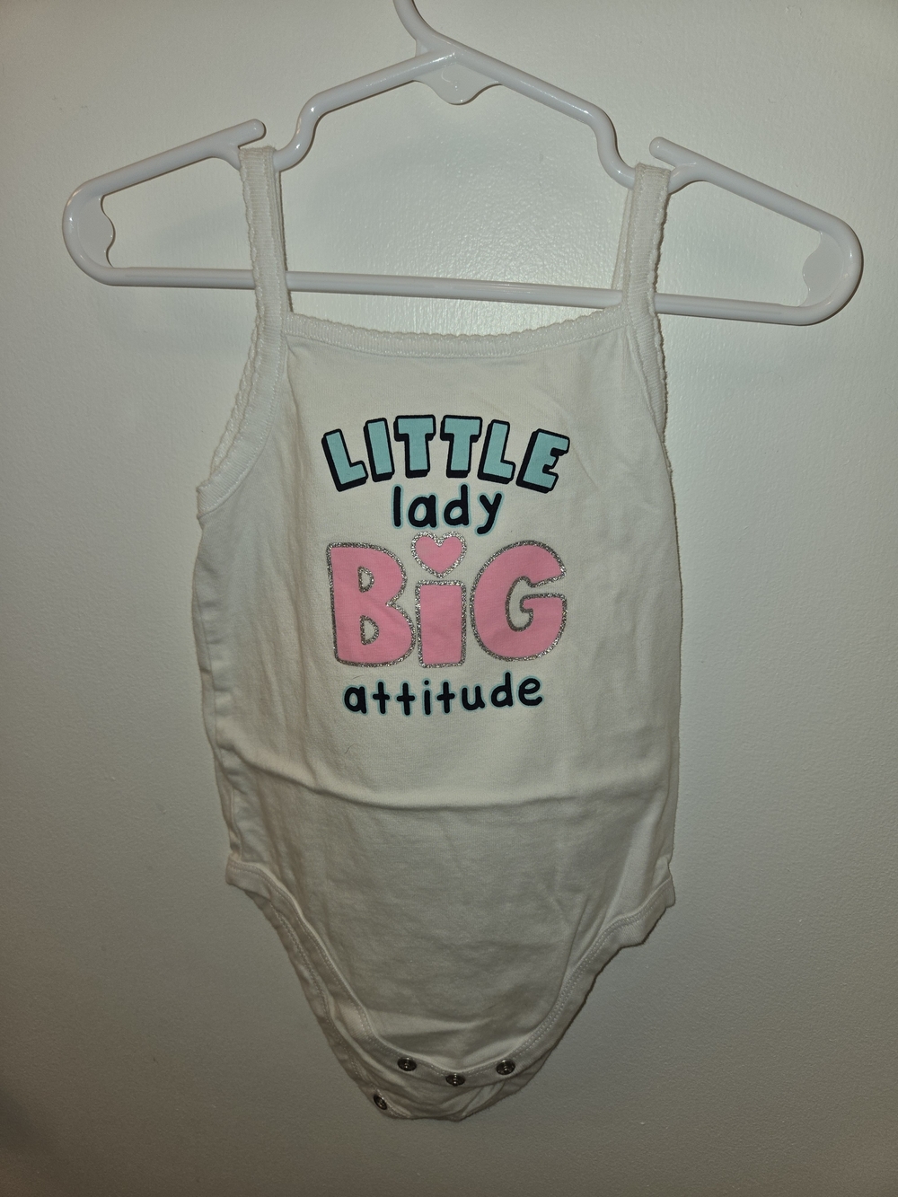 Garanimals White Baby One-Piece with Pink & Teal Graphic